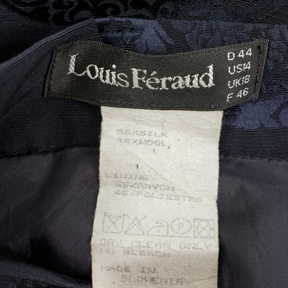 VTG Louis Feraud Silk & Wool Navy Pencil Skirt 14 - Picture 7 of 7